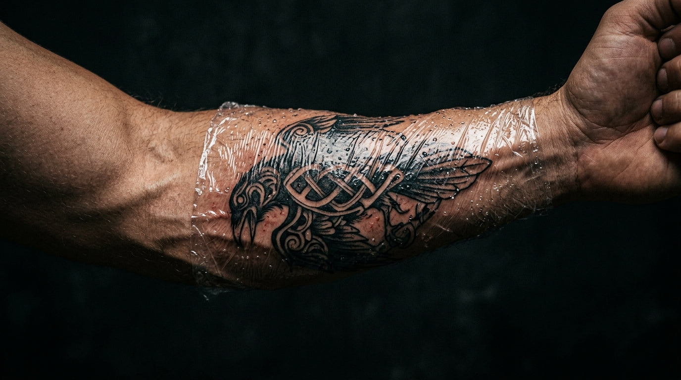 Waterproof tattoo film cover on fresh ink — TNC guide