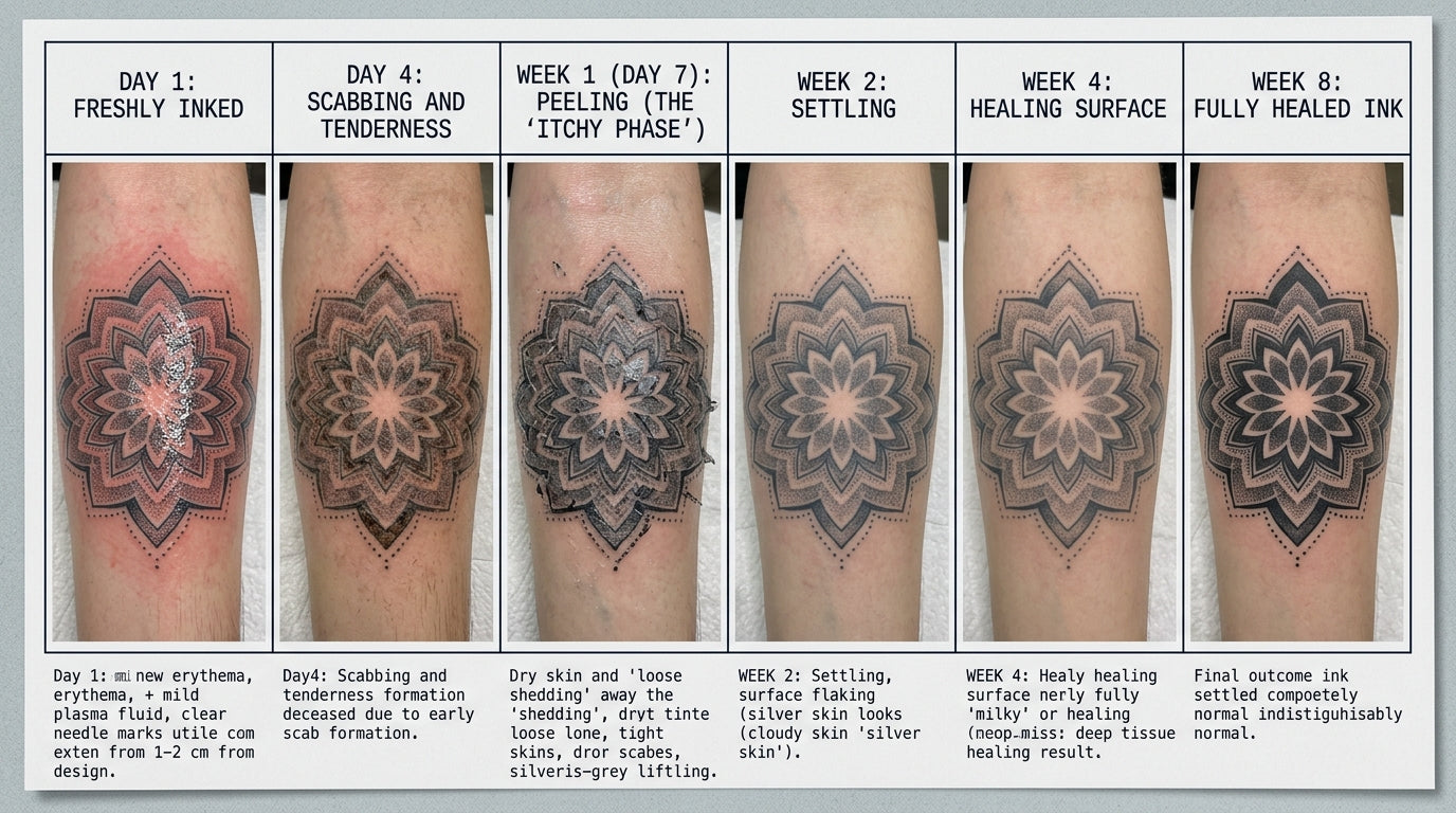 Tattoo Healing Stages: Day by Day Guide (2026) — Tattoo Numbing Cream Co.