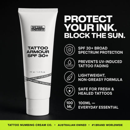 Tattoo Armour 30+ SPF - Tattoo Numbing Cream Co.