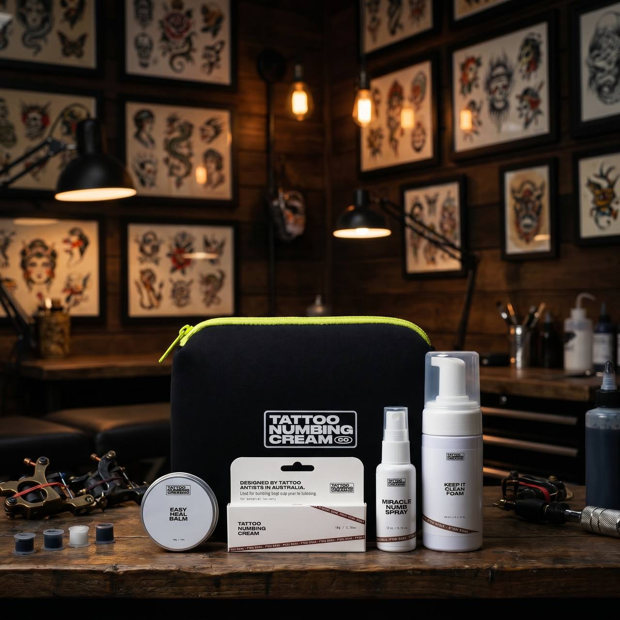 Ultimate Tattoo Bundle — studio lifestyle shot on tattoo artist workbench