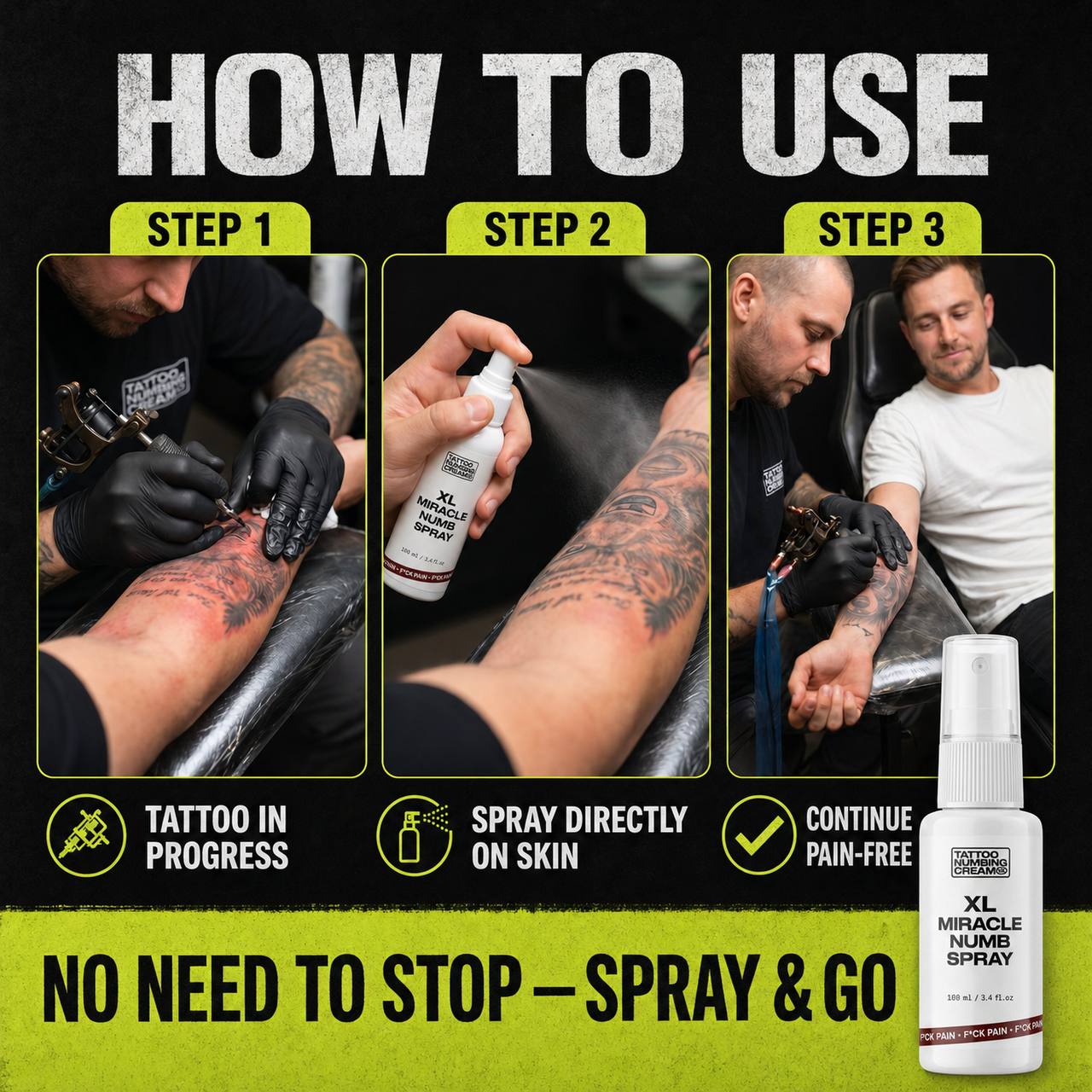 XL Miracle Numb Spray - Tattoo Numbing Cream Co.